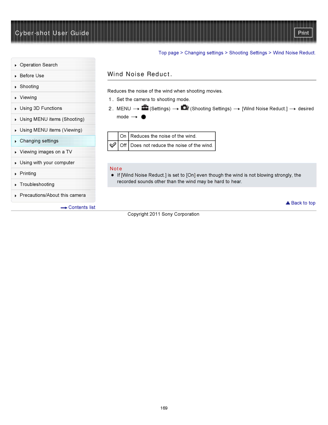 Sony DSC-WX10 manual Wind Noise Reduct 