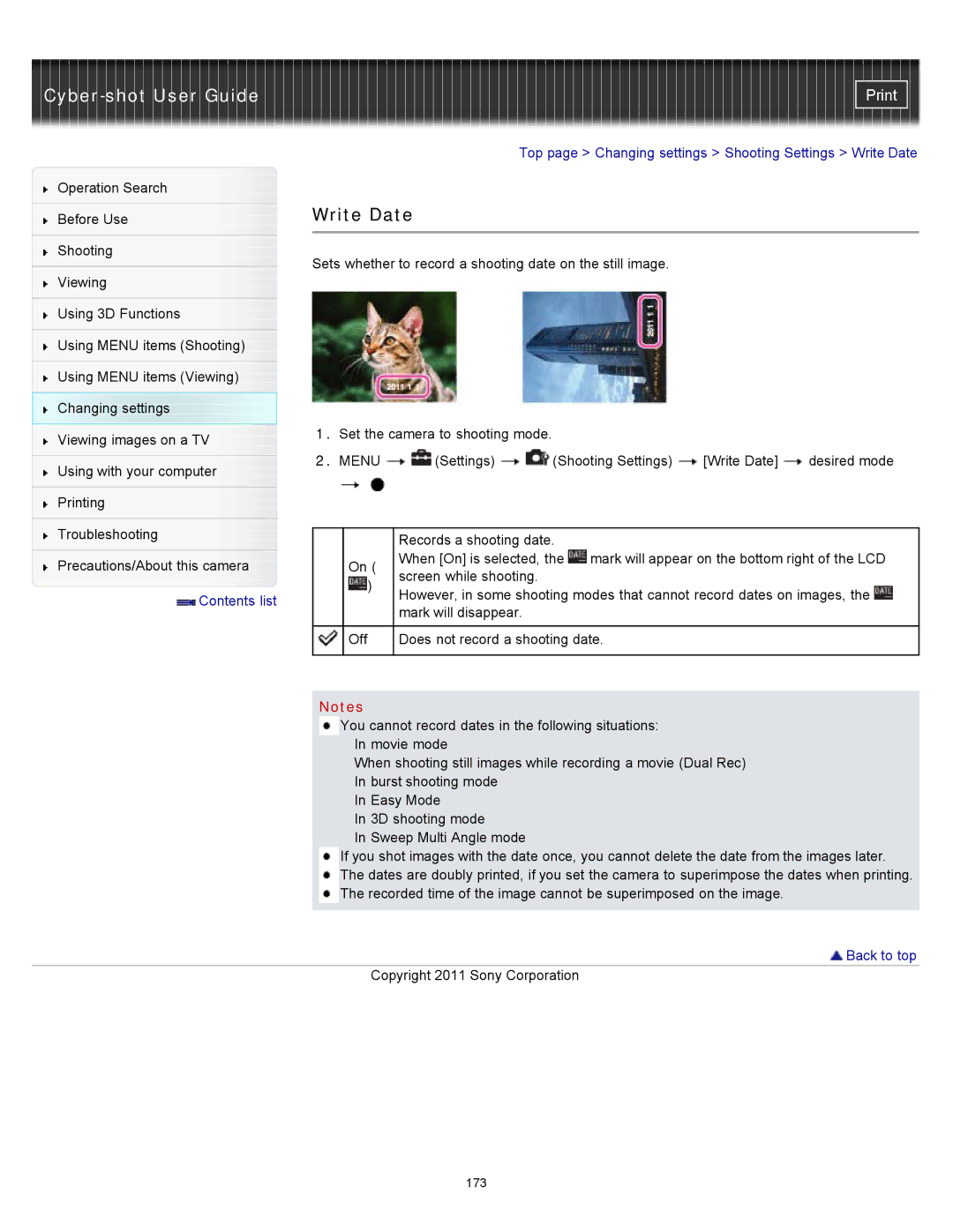 Sony DSC-WX10 manual Write Date 