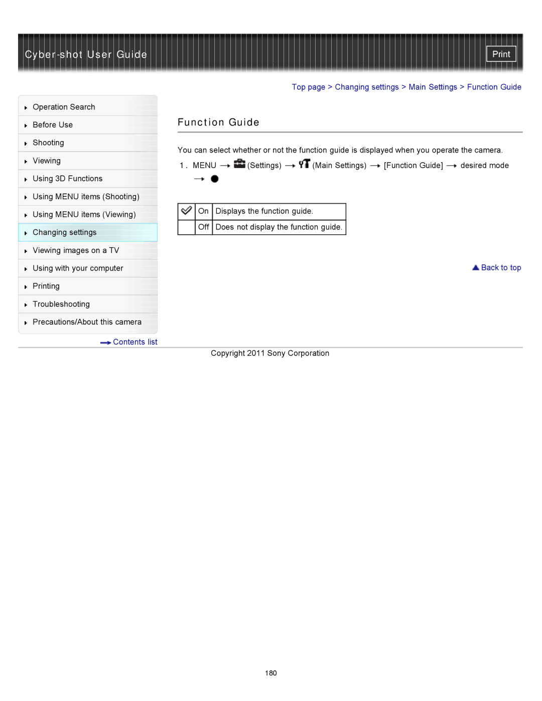 Sony DSC-WX10 manual Function Guide 