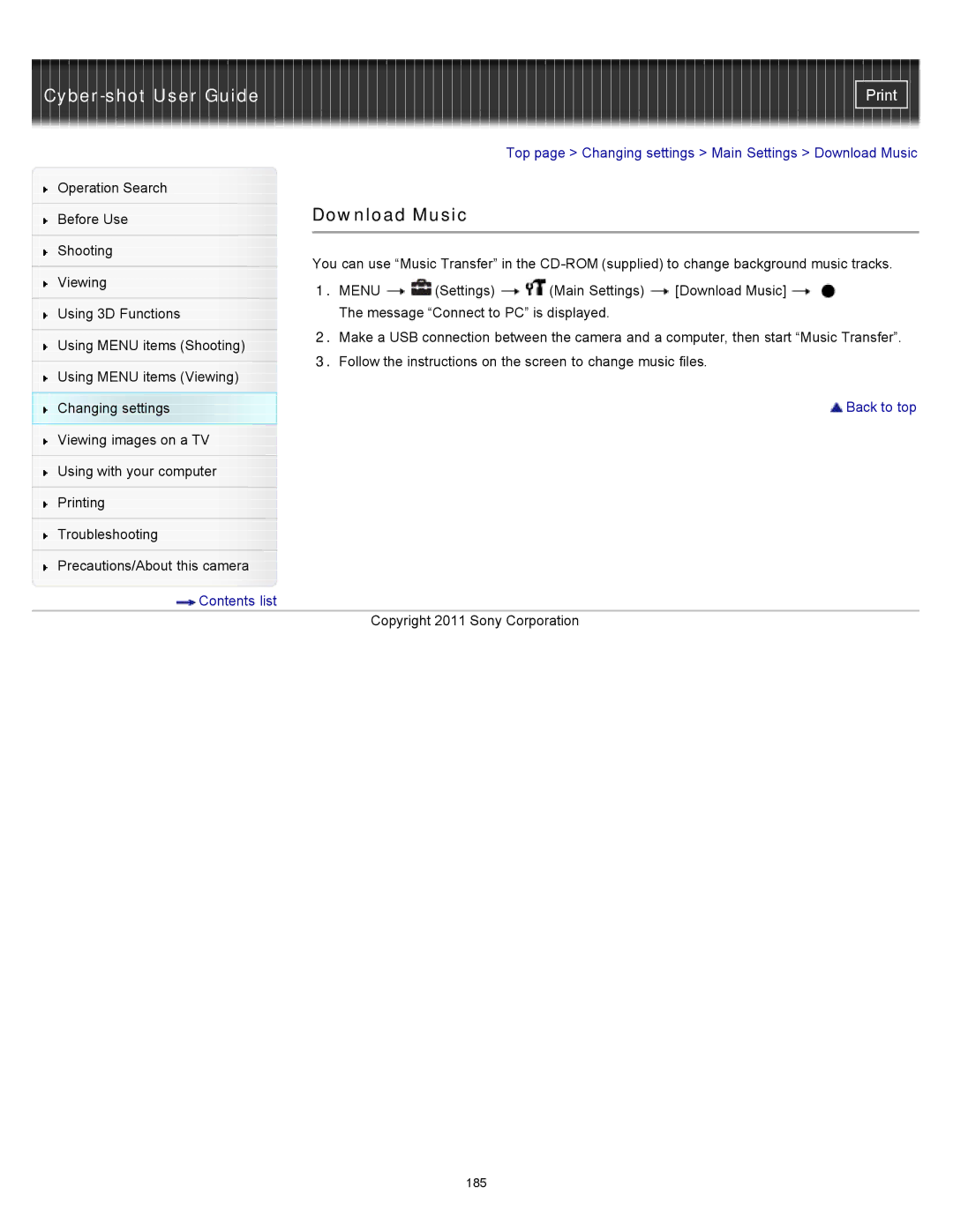 Sony DSC-WX10 manual Download Music 