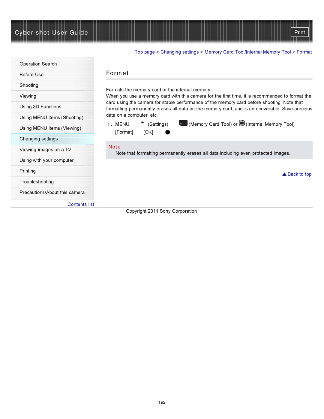 Sony DSC-WX10 manual Format 