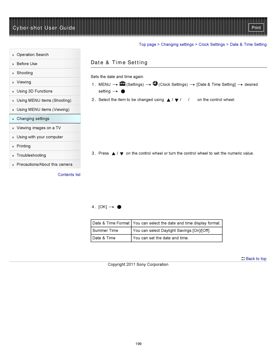 Sony DSC-WX10 manual Date & Time Setting 