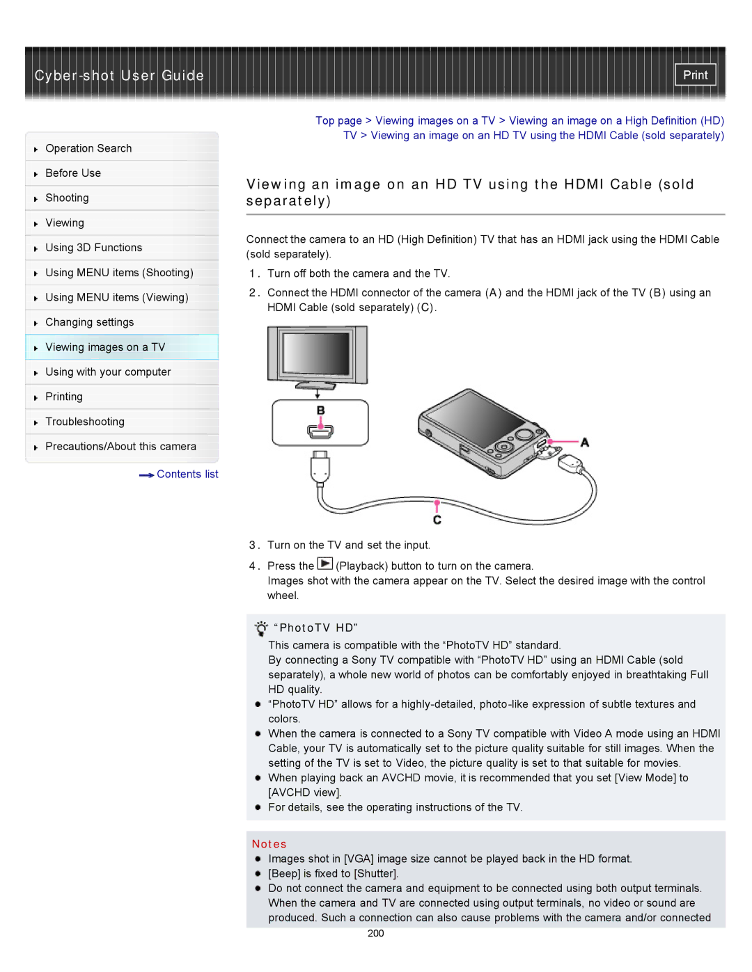 Sony DSC-WX10 manual PhotoTV HD 