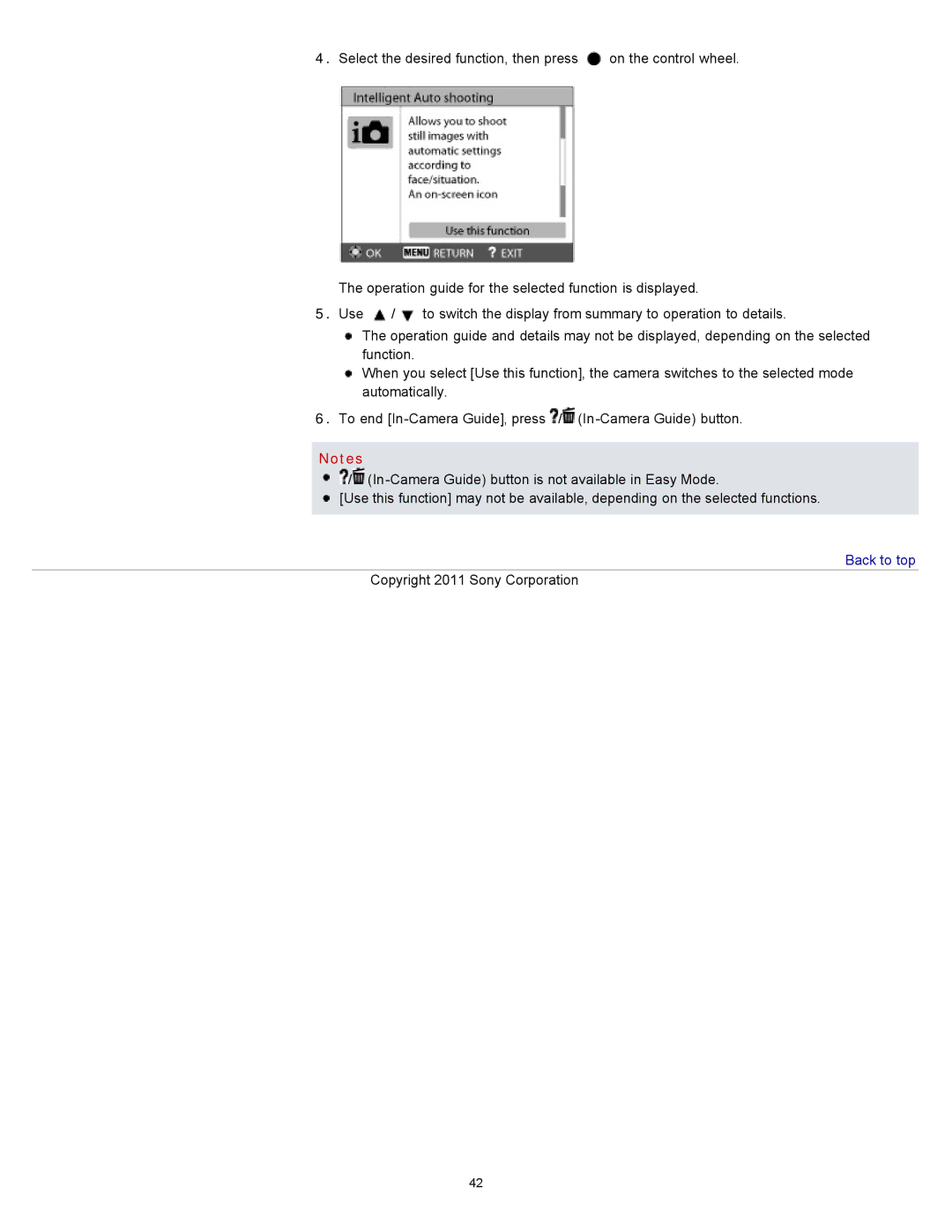 Sony DSC-WX10 manual Back to top 