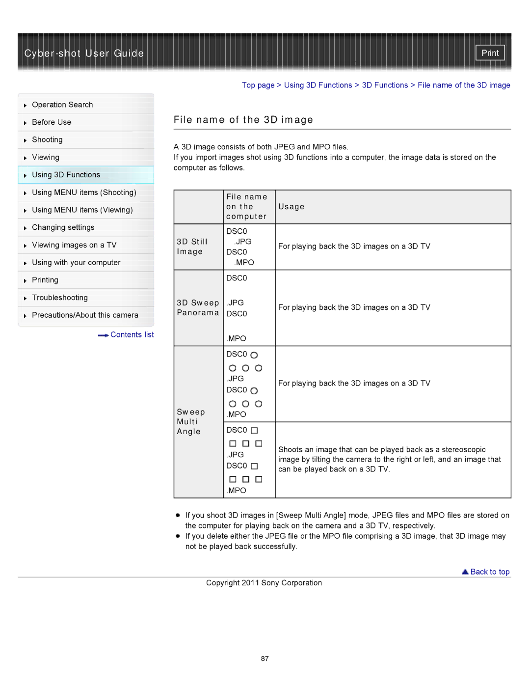 Sony DSC-WX10 manual File name of the 3D image 