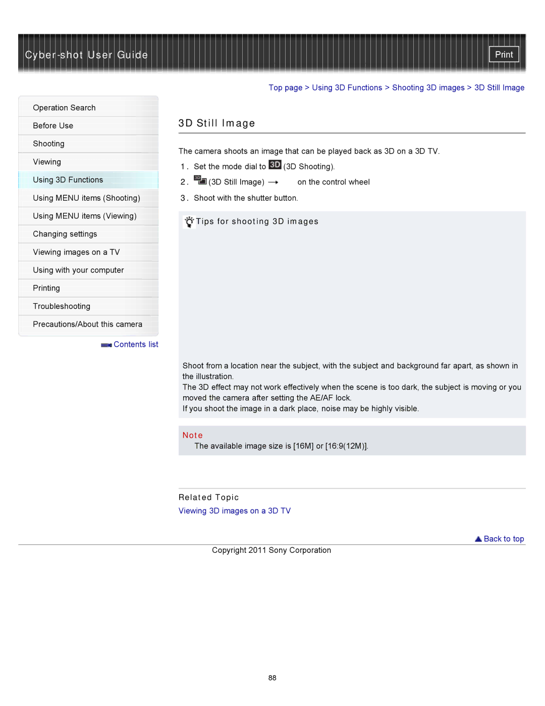 Sony DSC-WX10 manual 3D Still Image, Tips for shooting 3D images 