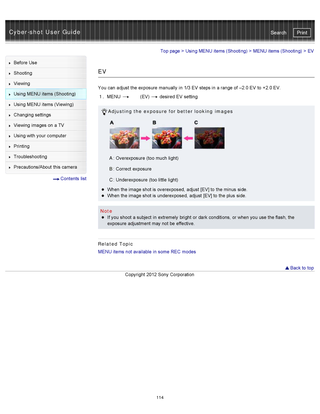 Sony DSC-WX150/R, DSC-WX100/WX150, DSCWX150/L manual Adjusting the exposure for better looking images 