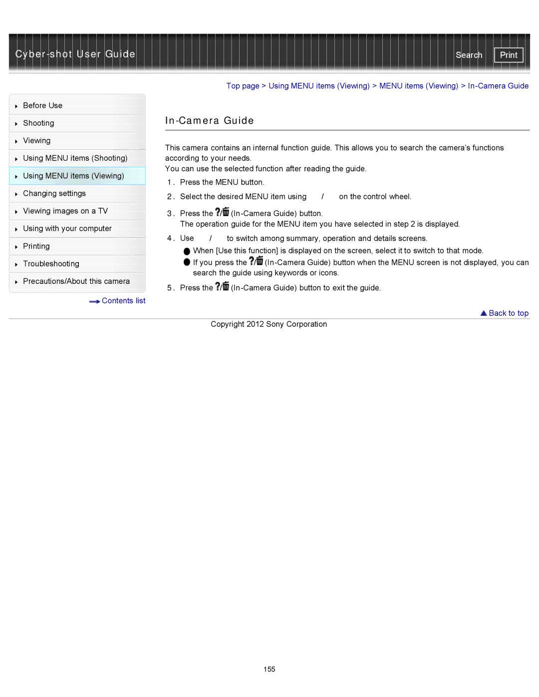 Sony DSCWX150/L, DSC-WX150/R, DSC-WX100/WX150 manual Contents list Back to top 