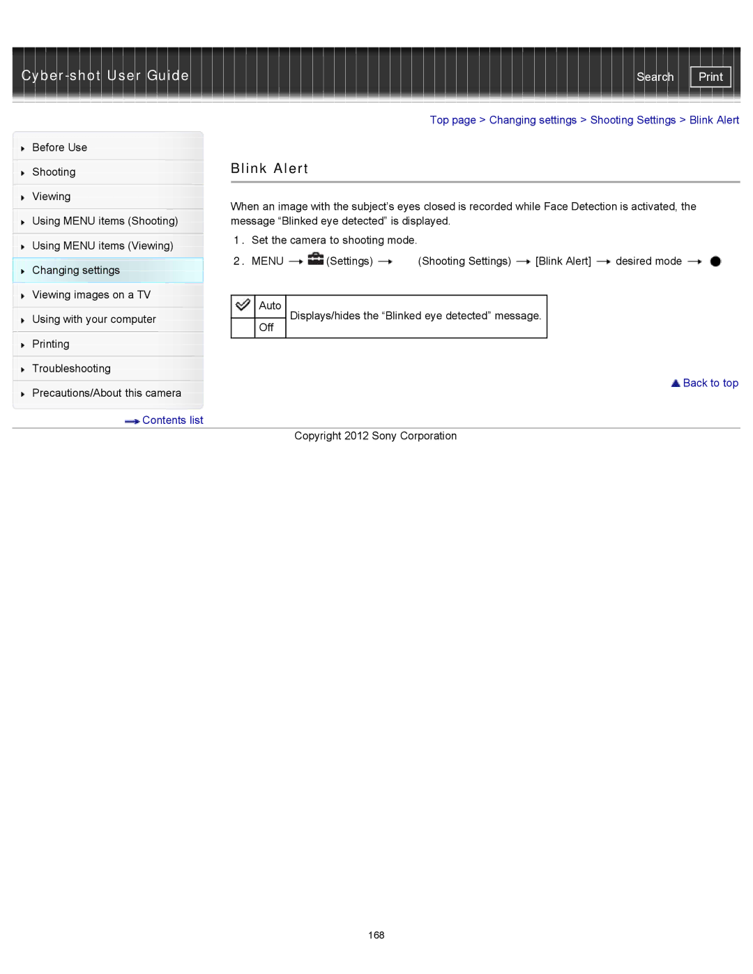 Sony DSC-WX150/R, DSC-WX100/WX150, DSCWX150/L manual Blink Alert 