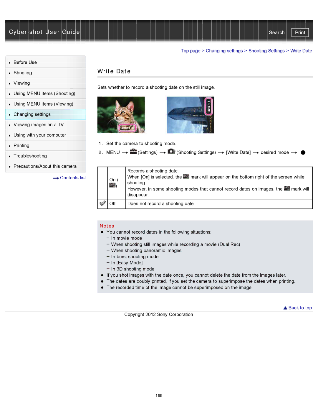 Sony DSC-WX100/WX150, DSC-WX150/R, DSCWX150/L manual Write Date 