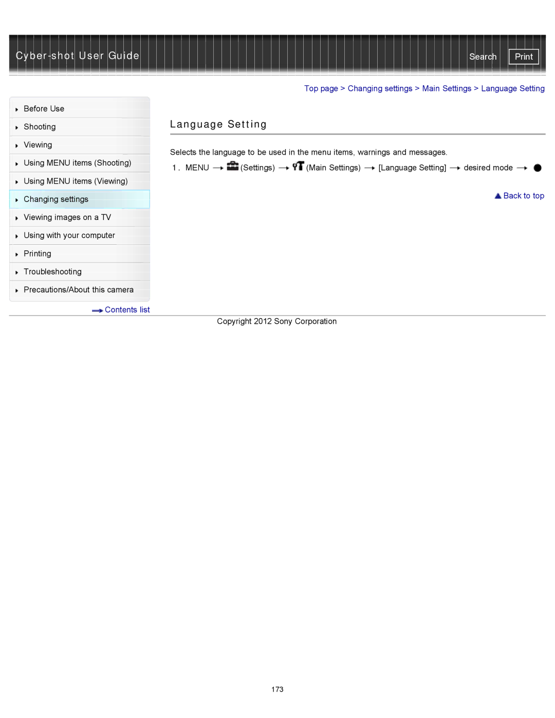 Sony DSCWX150/L, DSC-WX150/R, DSC-WX100/WX150 manual Language Setting 