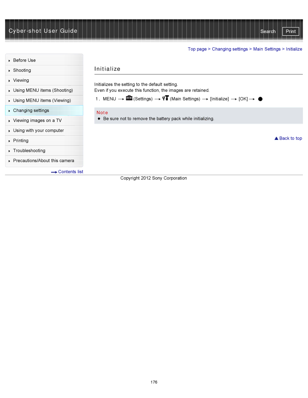 Sony DSCWX150/L, DSC-WX150/R, DSC-WX100/WX150 manual Initialize 