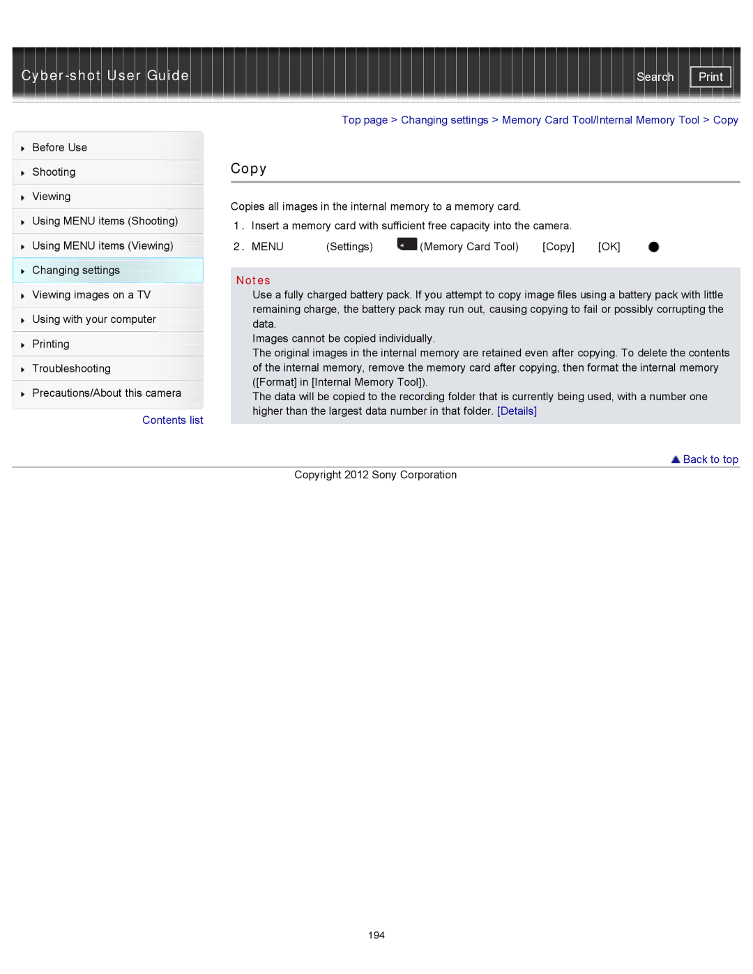 Sony DSCWX150/L, DSC-WX150/R, DSC-WX100/WX150 manual Copy 