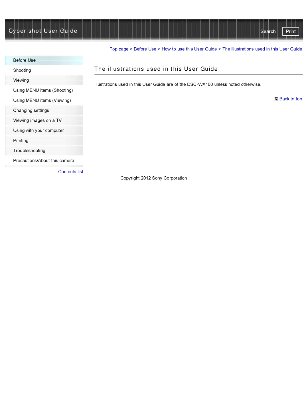 Sony DSCWX150/L, DSC-WX150/R, DSC-WX100/WX150 manual Illustrations used in this User Guide 