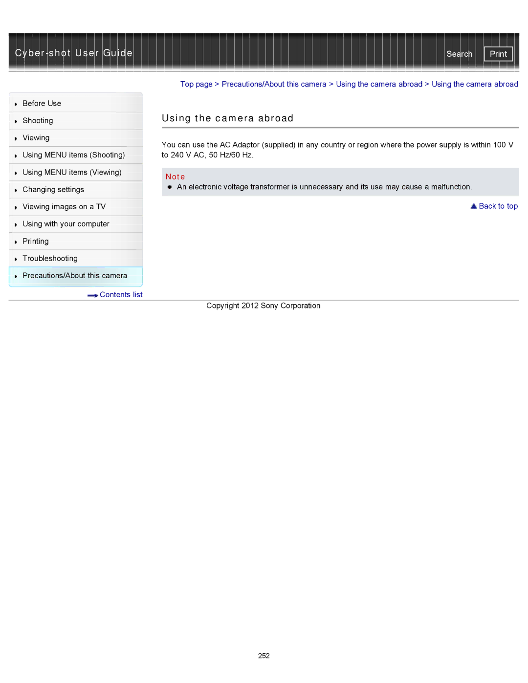 Sony DSC-WX150/R, DSC-WX100/WX150, DSCWX150/L manual Using the camera abroad 