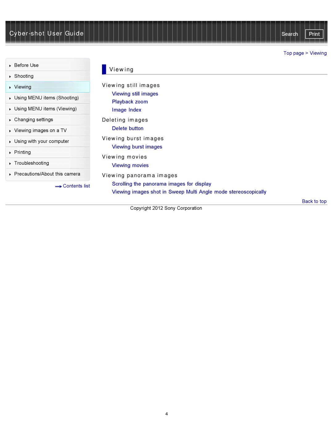 Sony DSC-WX100/WX150, DSC-WX150/R, DSCWX150/L manual Viewing 