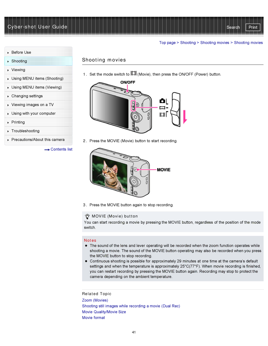 Sony DSCWX150/L, DSC-WX150/R, DSC-WX100/WX150 manual Shooting movies, Movie Movie button 