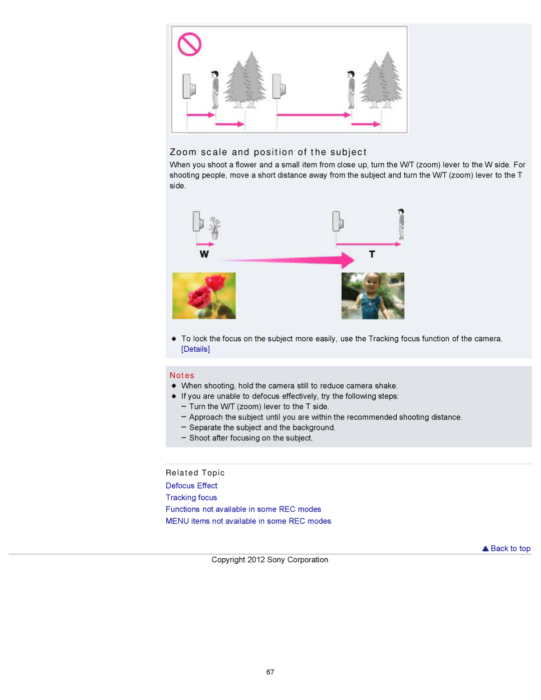 Sony DSC-WX100/WX150, DSC-WX150/R, DSCWX150/L manual Zoom scale and position of the subject 