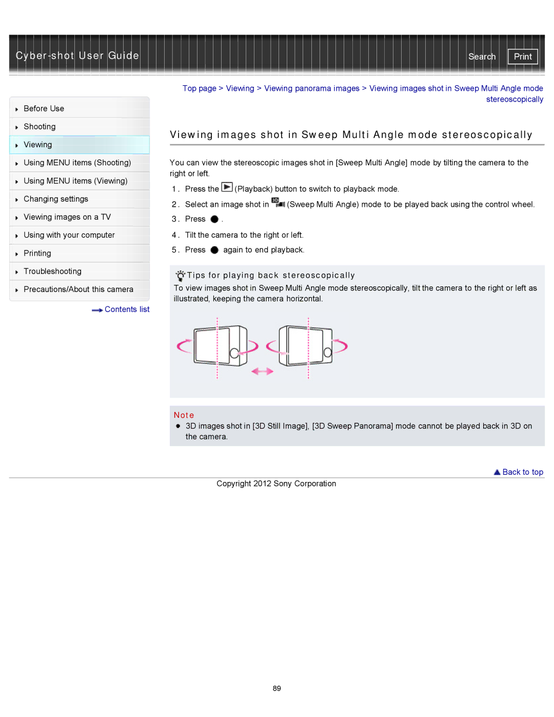 Sony DSCWX150/L, DSC-WX150/R, DSC-WX100/WX150 manual Tips for playing back stereoscopically 