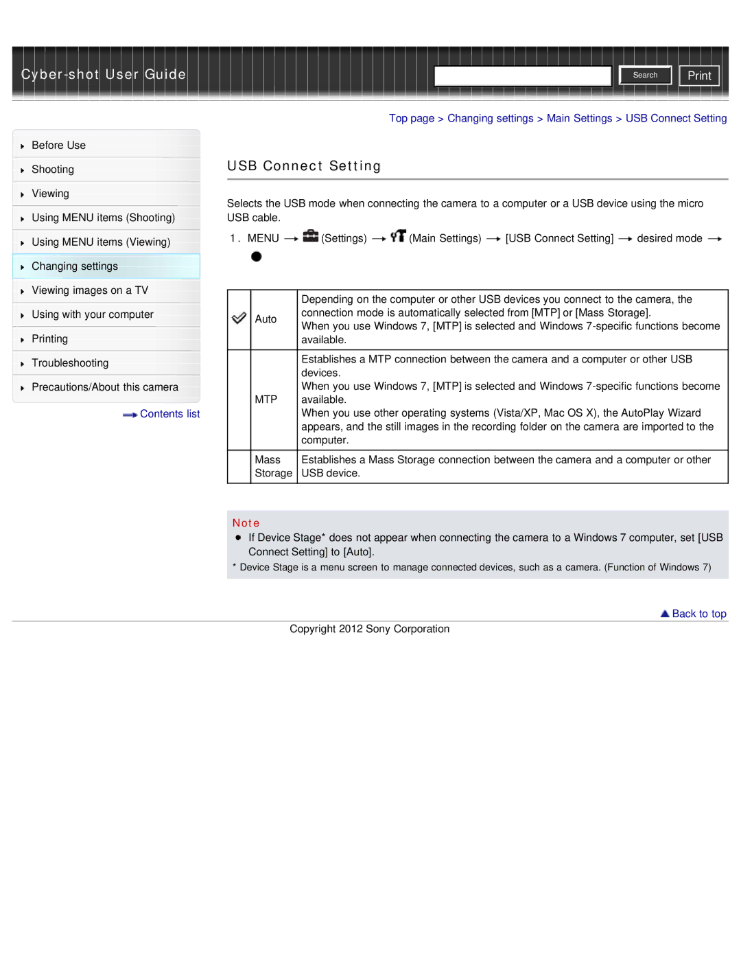 Sony DSC-WX50 manual USB Connect Setting, Mtp 