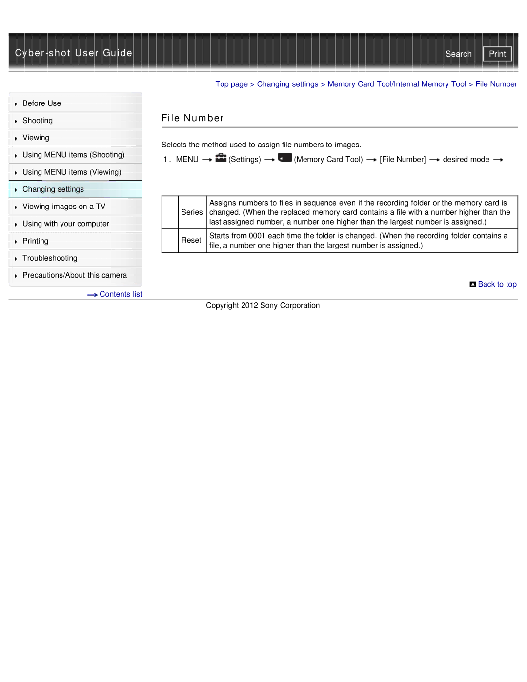 Sony DSC-WX50 manual File Number 