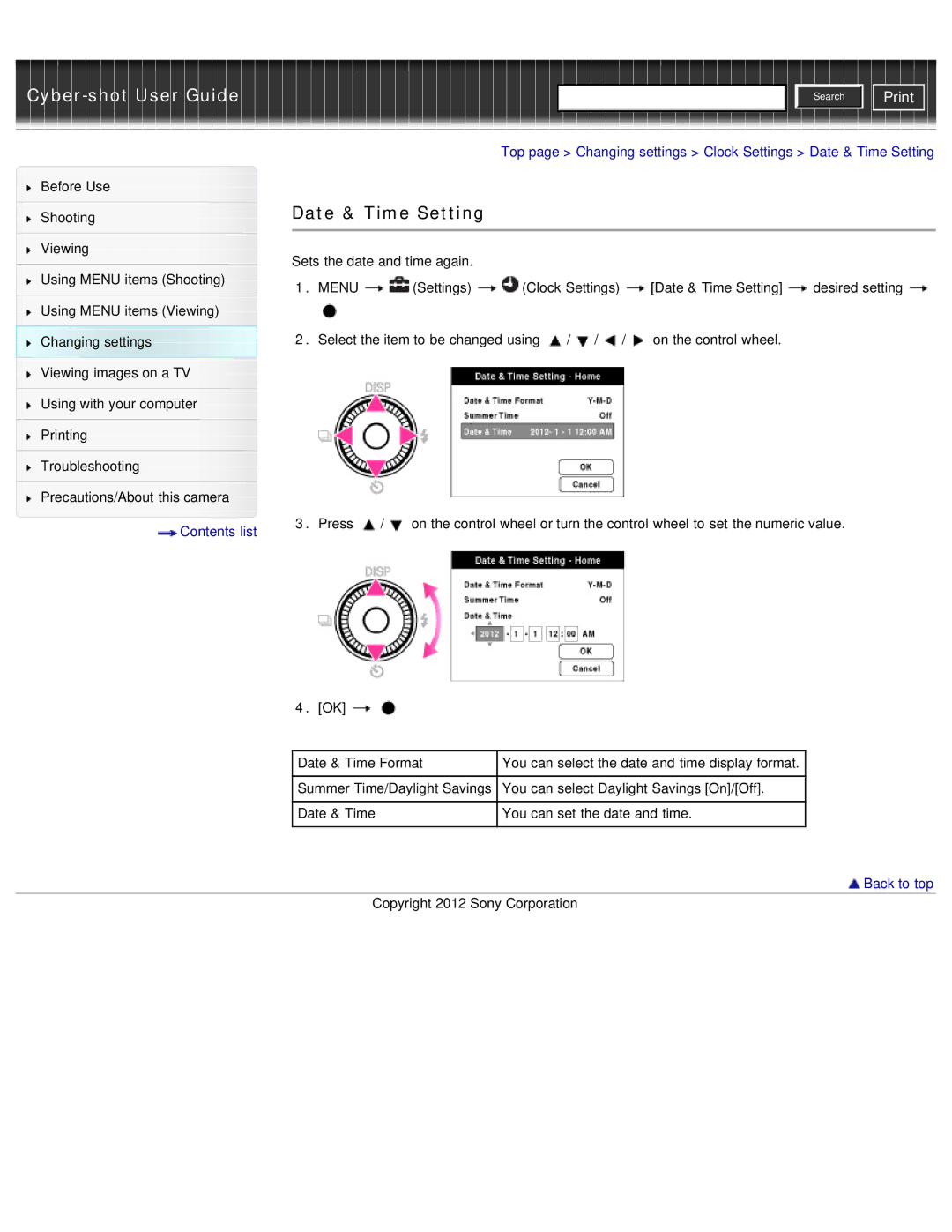 Sony DSC-WX50 manual Date & Time Setting 