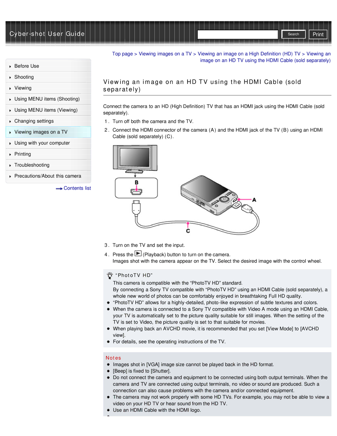 Sony DSC-WX50 manual PhotoTV HD 