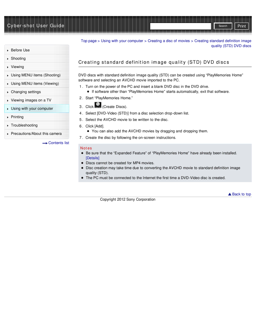 Sony DSC-WX50 manual Creating standard definition image quality STD DVD discs, Quality STD DVD discs 