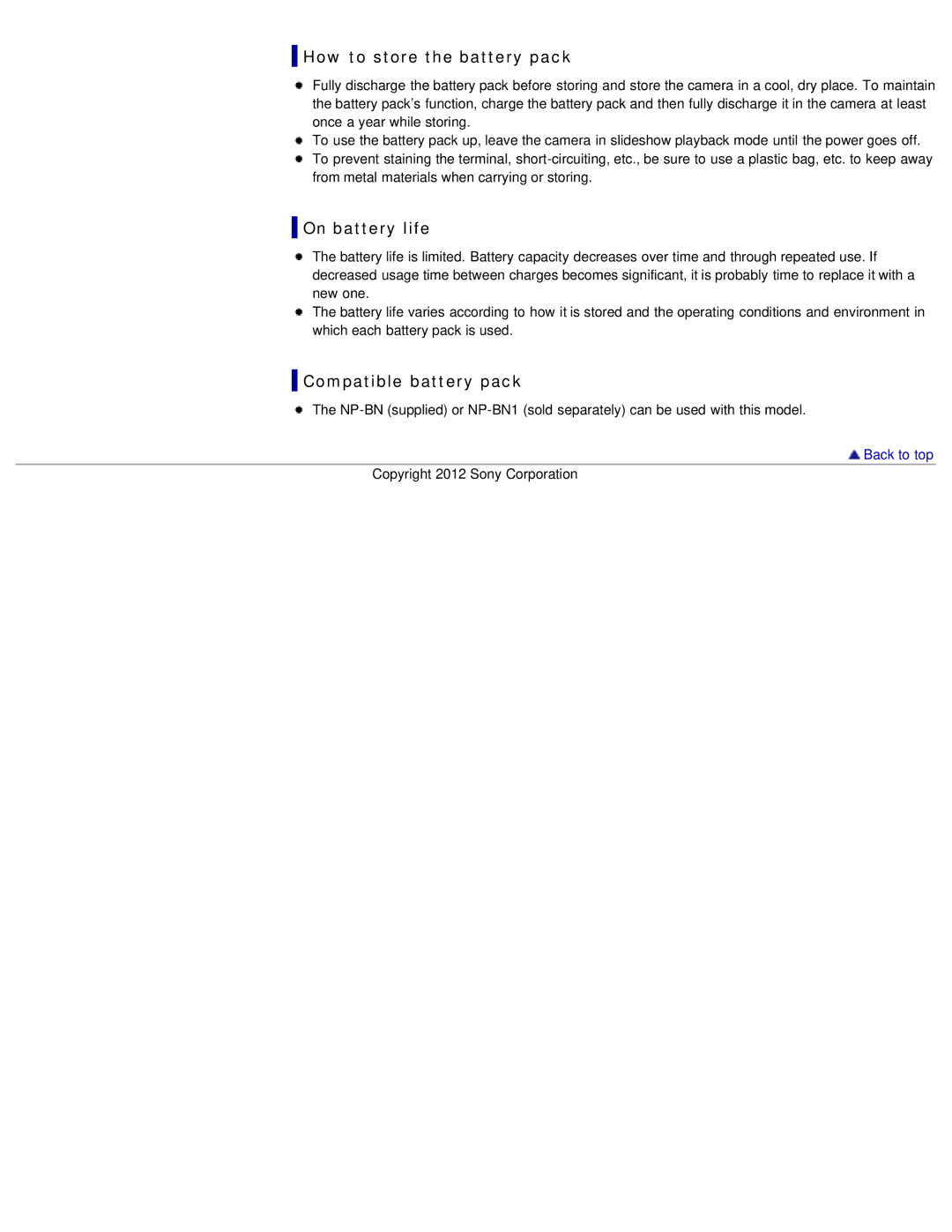 Sony DSC-WX50 manual How to store the battery pack, On battery life, Compatible battery pack 