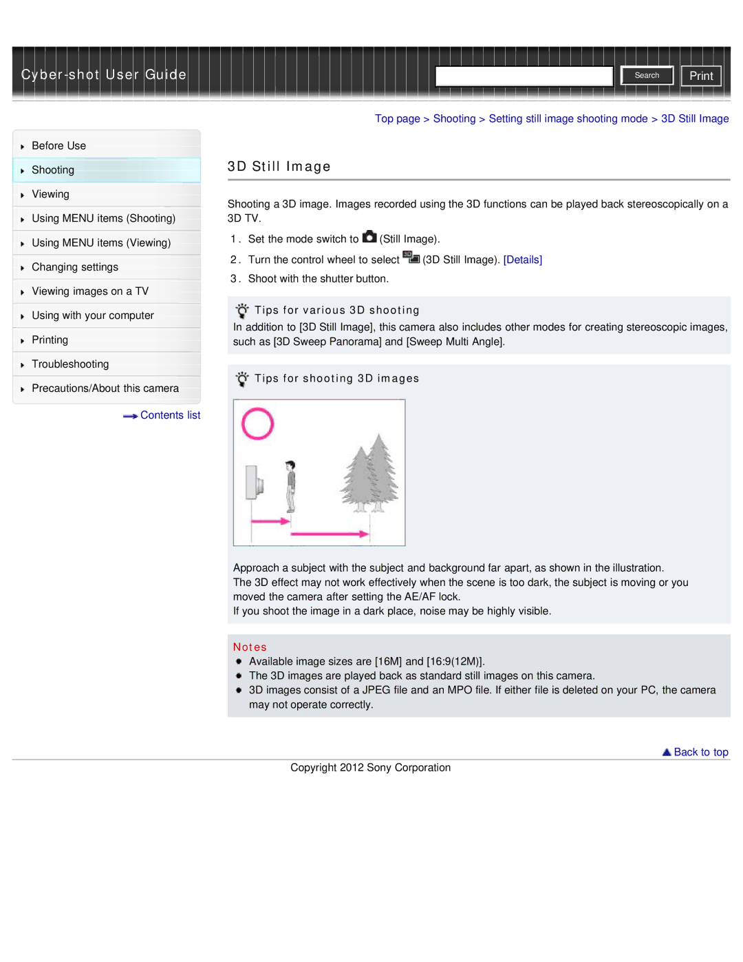 Sony DSC-WX50 manual 3D Still Image, Tips for various 3D shooting, Tips for shooting 3D images 