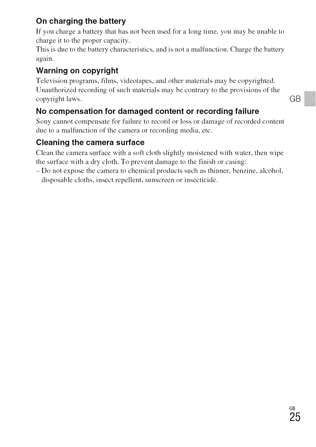 Sony DSC-WXI0 manual On charging the battery, Cleaning the camera surface 