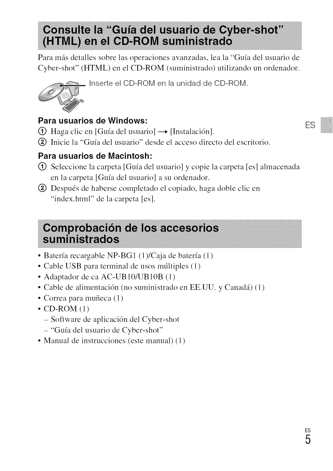 Sony DSC-WXI0 manual Inserte el CD-ROM en la unidad de CD-ROM, Para usuarios de Windows, Para usuarios de Macintosh 