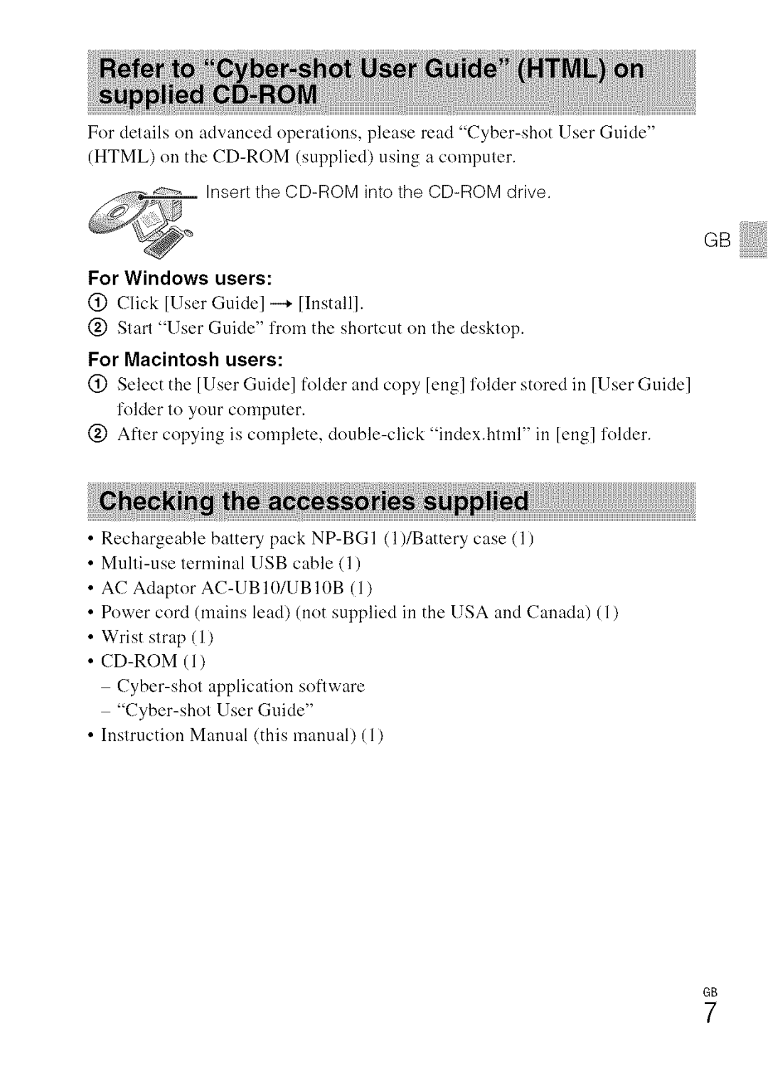 Sony DSC-WXI0 manual Insert the CD-ROM into the CD-ROM drive, For Windows users, For Macintosh users 