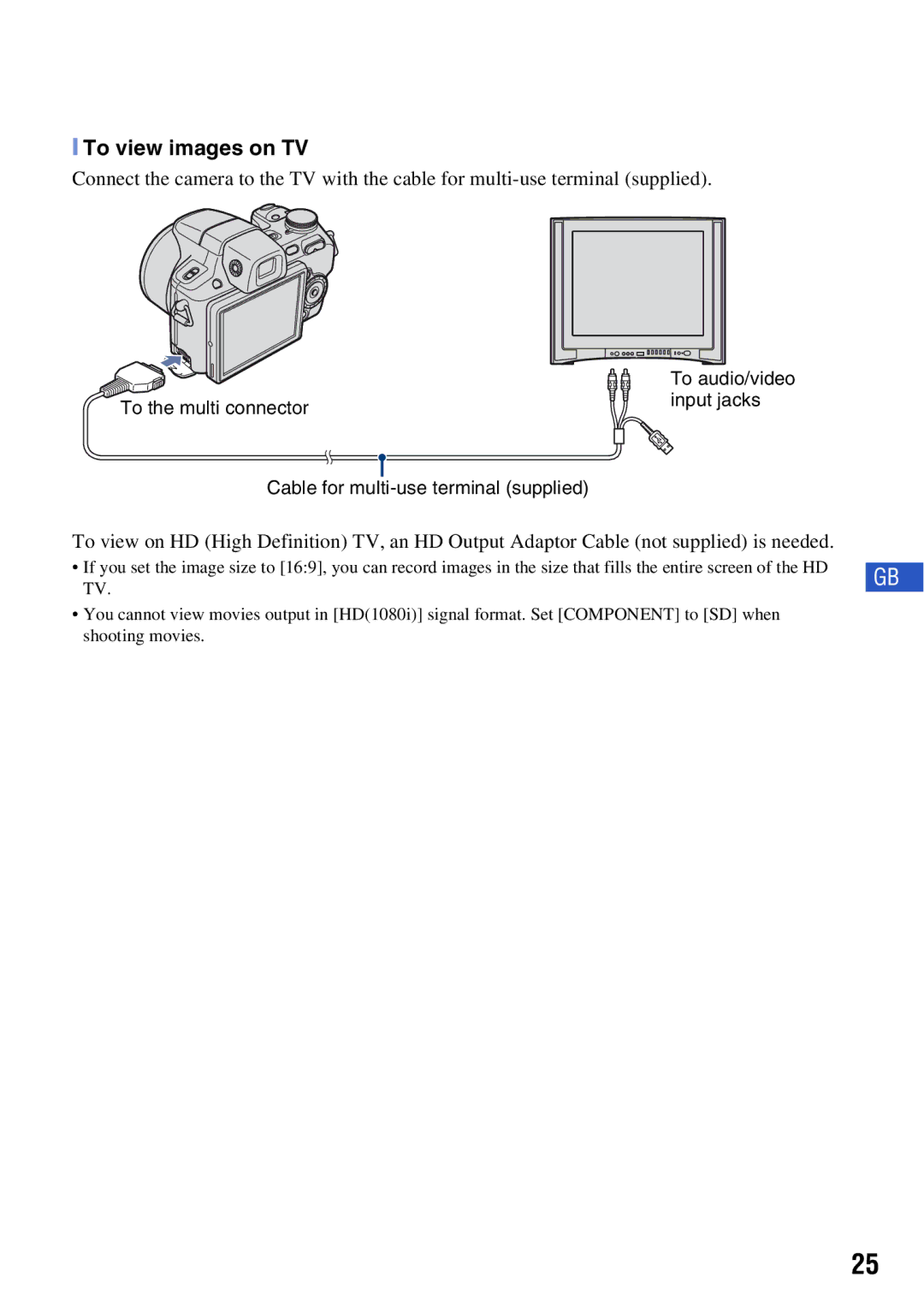 Sony DSCH50B instruction manual To view images on TV 