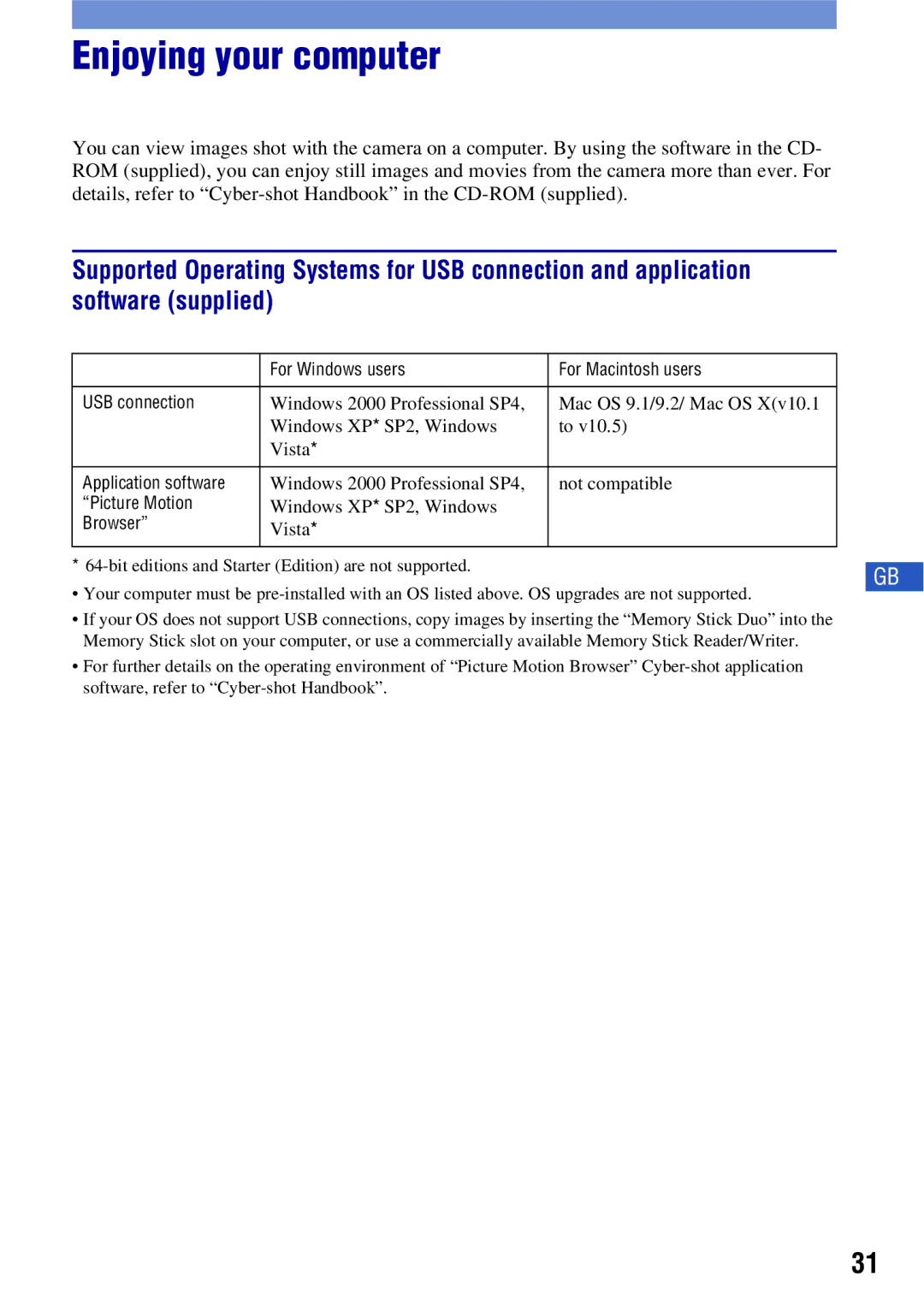 Sony DSCH50B instruction manual Enjoying your computer 