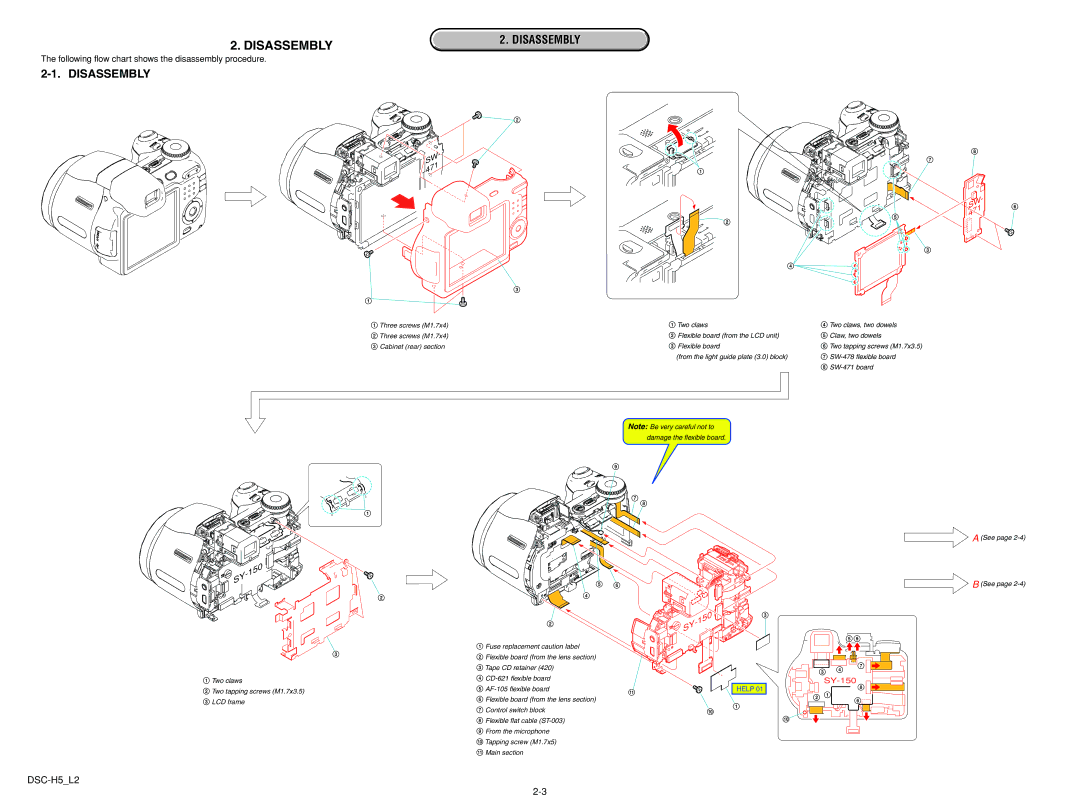 Sony DSCH5B service manual Following flow chart shows the disassembly procedure 