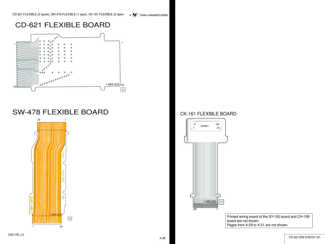 Sony DSCH5B service manual SW-478 Flexible Board, CD-621/SW-478/CK-161 