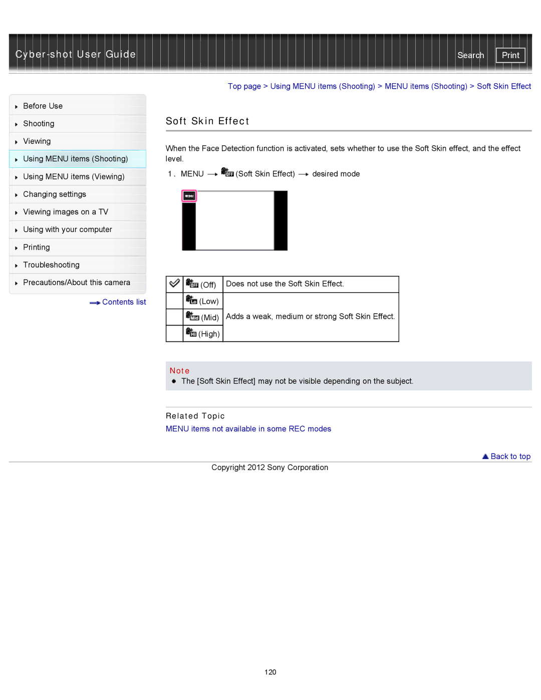 Sony DSCTX20, DSC-TX20/D manual Soft Skin Effect 