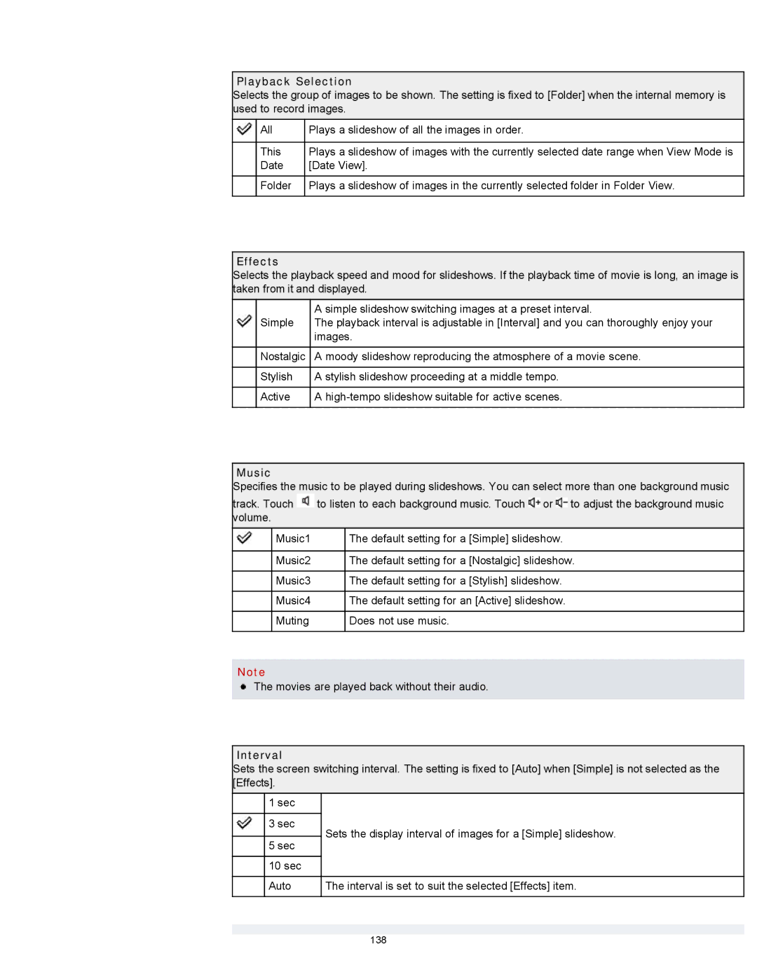 Sony DSCTX20, DSC-TX20/D manual Playback Selection, Effects, Music 