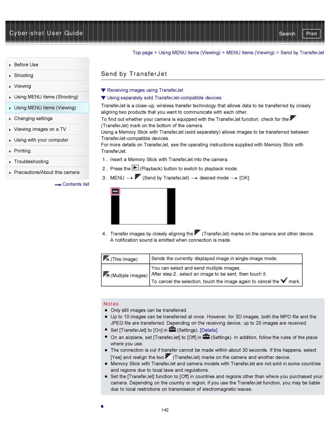 Sony DSCTX20, DSC-TX20/D manual Send by TransferJet 