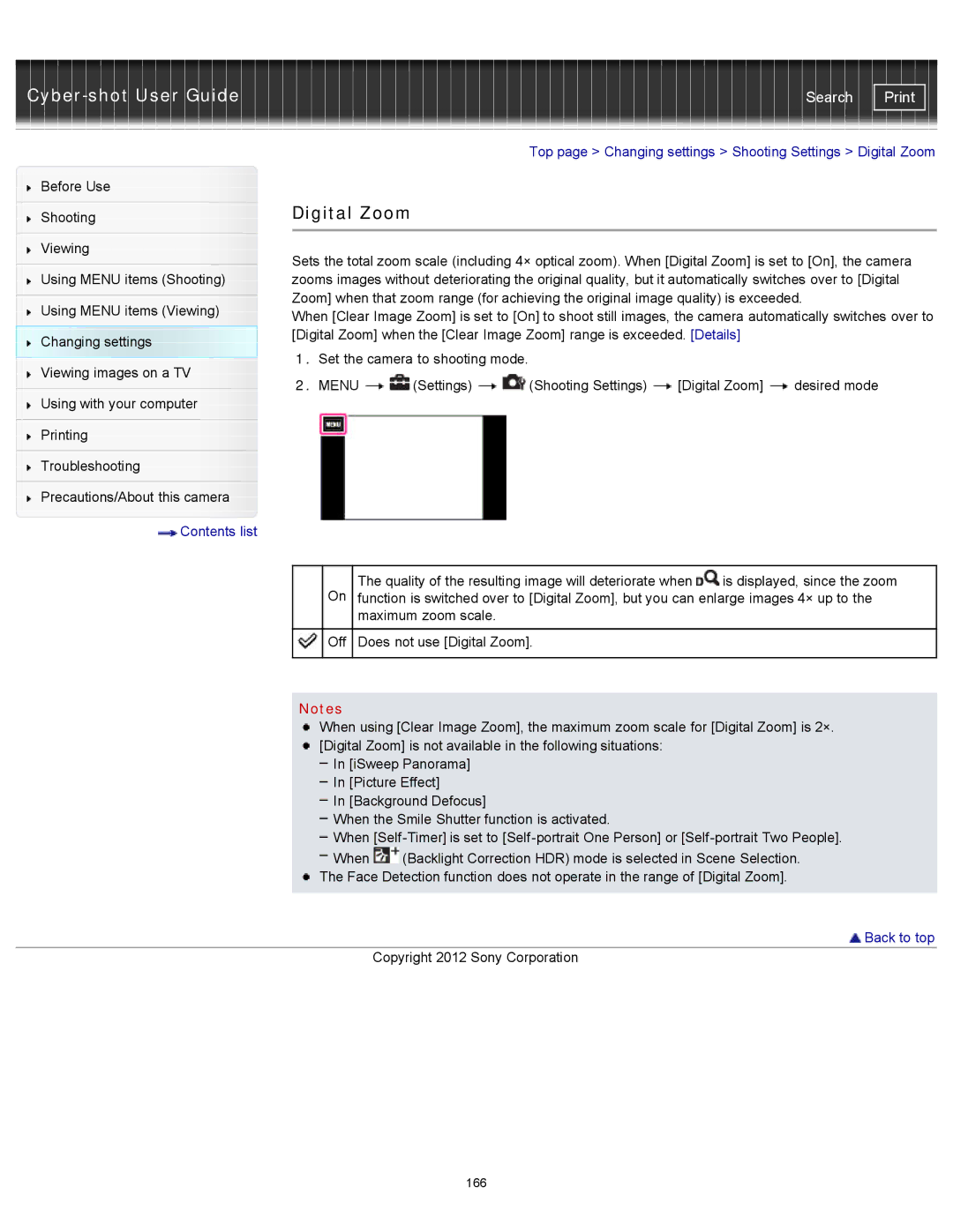 Sony DSCTX20, DSC-TX20/D manual Digital Zoom 