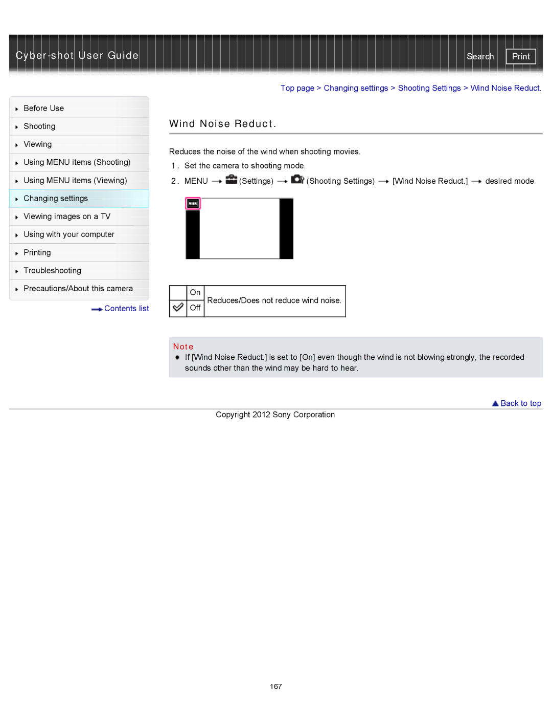 Sony DSC-TX20/D, DSCTX20 manual Wind Noise Reduct 