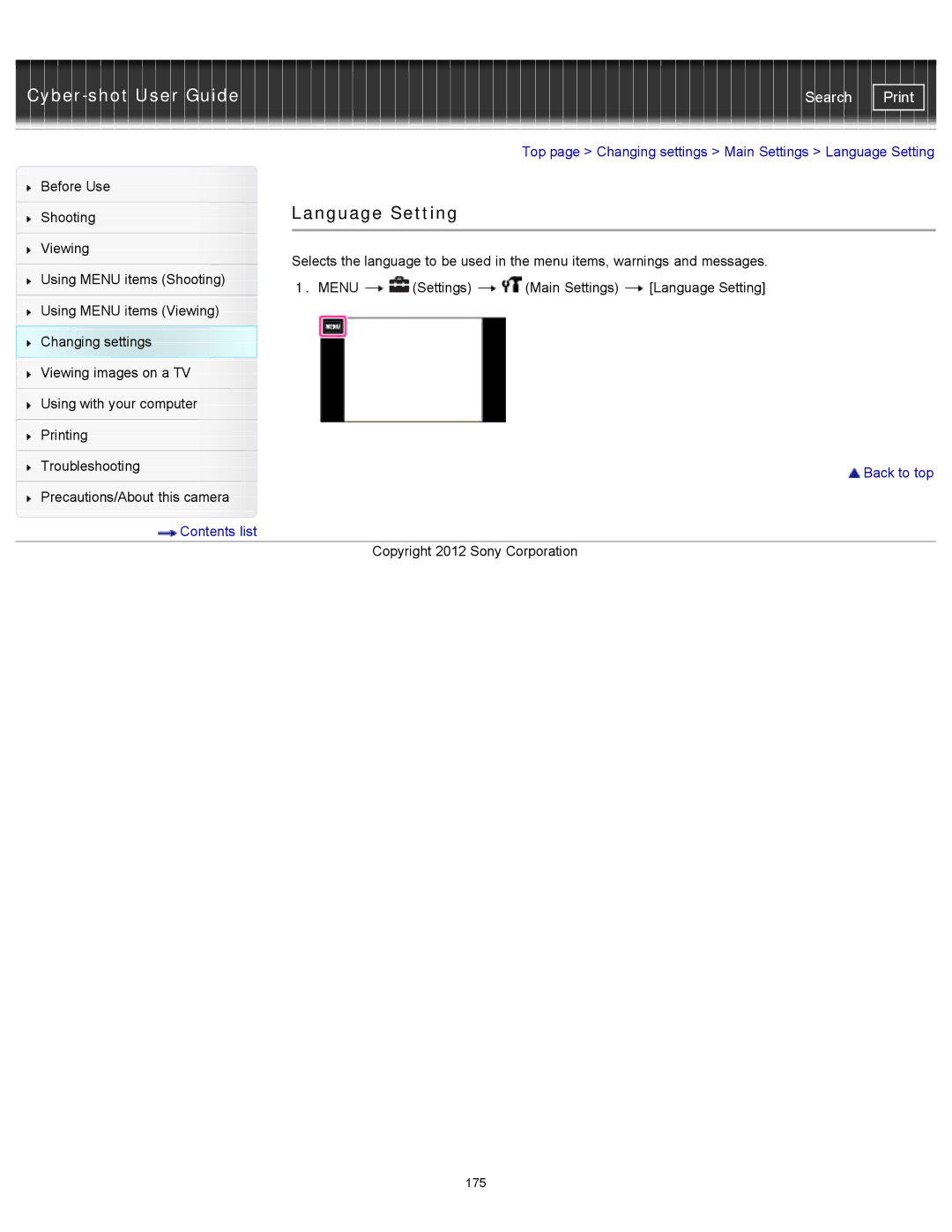 Sony DSC-TX20/D, DSCTX20 manual Language Setting 