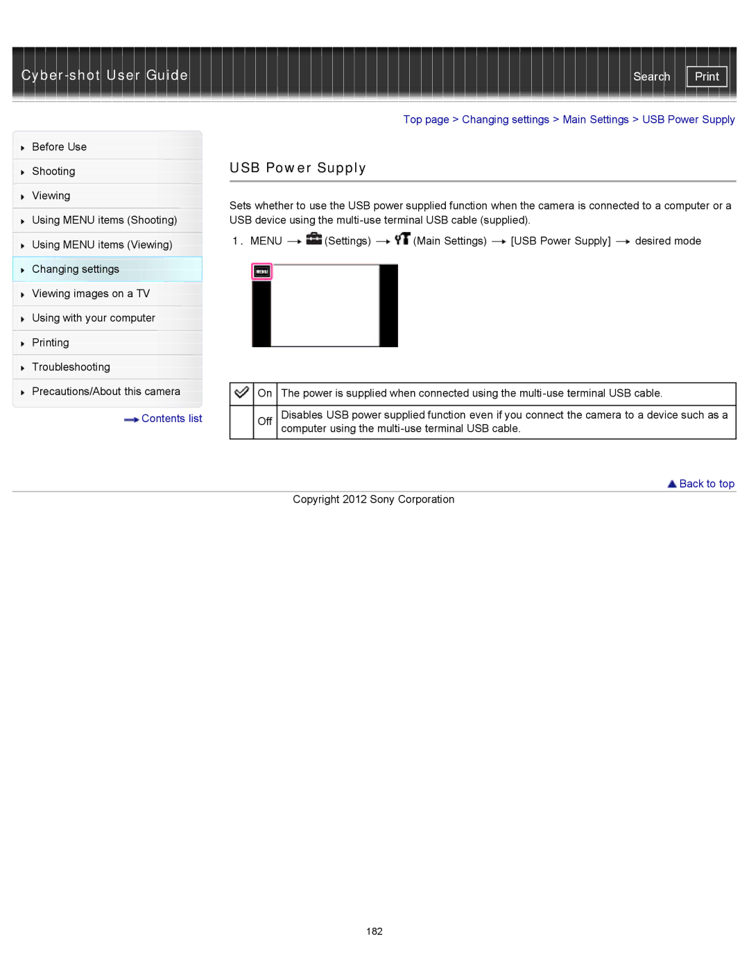 Sony DSCTX20, DSC-TX20/D manual USB Power Supply 