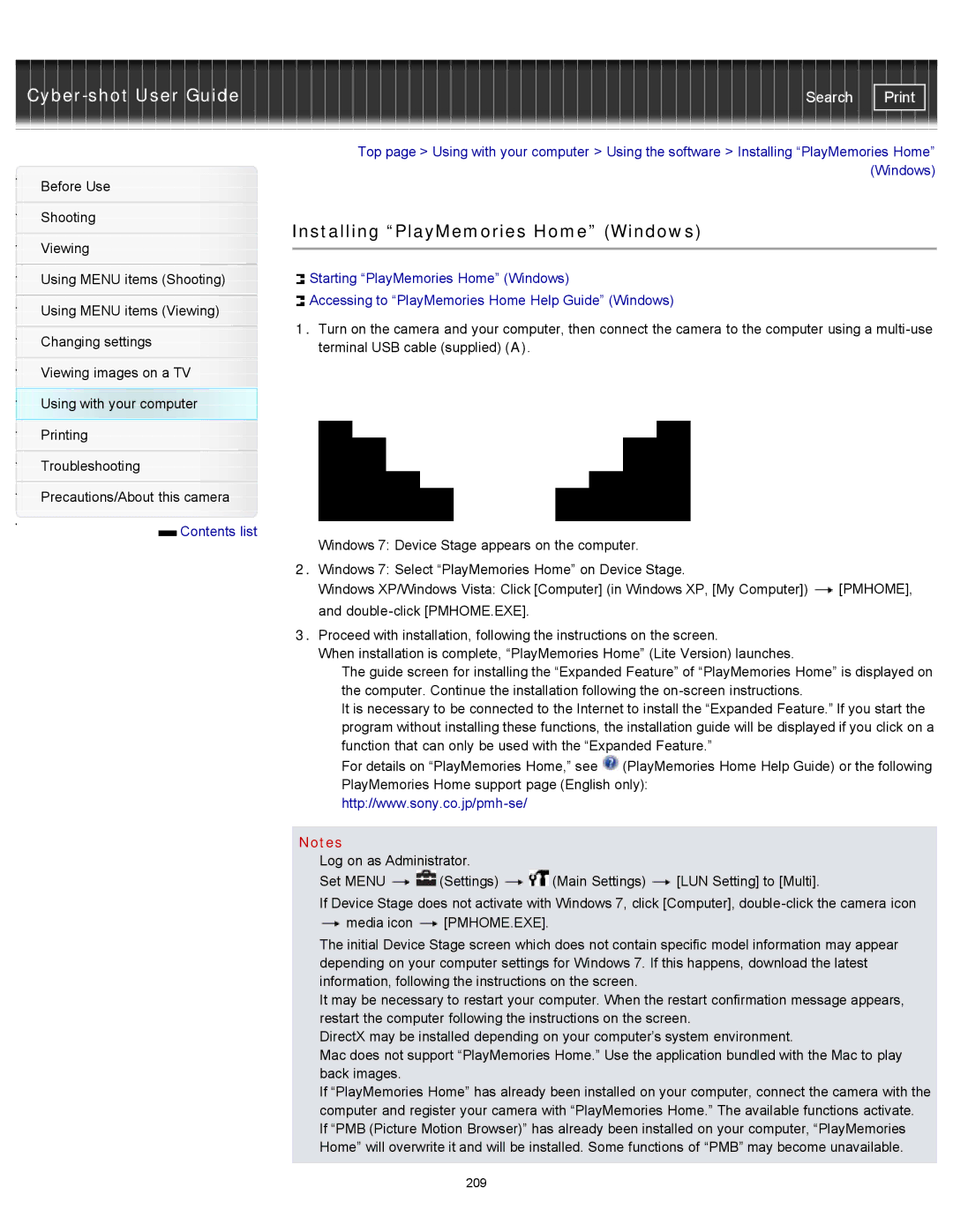 Sony DSC-TX20/D, DSCTX20 manual Installing PlayMemories Home Windows 