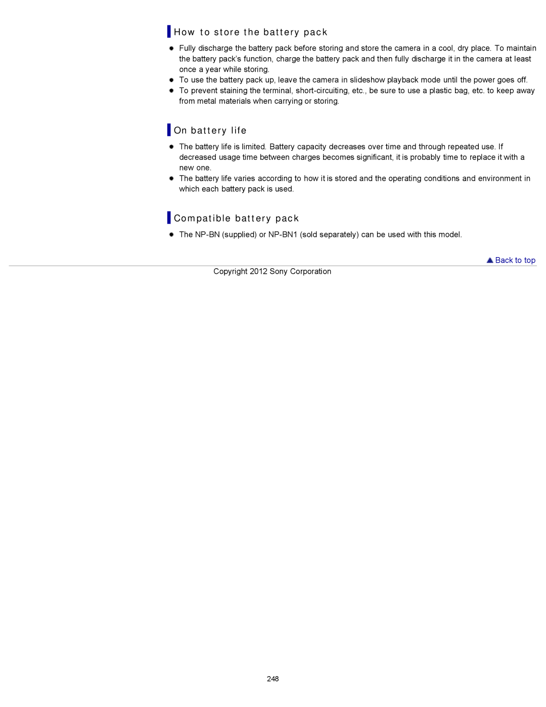 Sony DSCTX20, DSC-TX20/D manual How to store the battery pack, On battery life, Compatible battery pack 