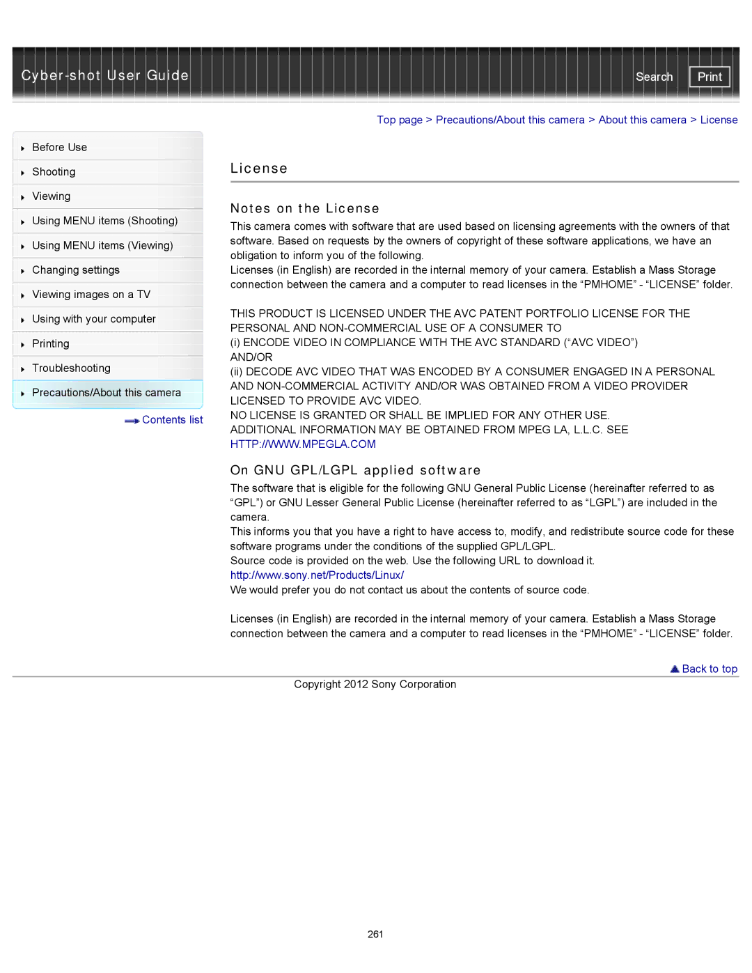 Sony DSC-TX20/D, DSCTX20 manual License, On GNU GPL/LGPL applied software 