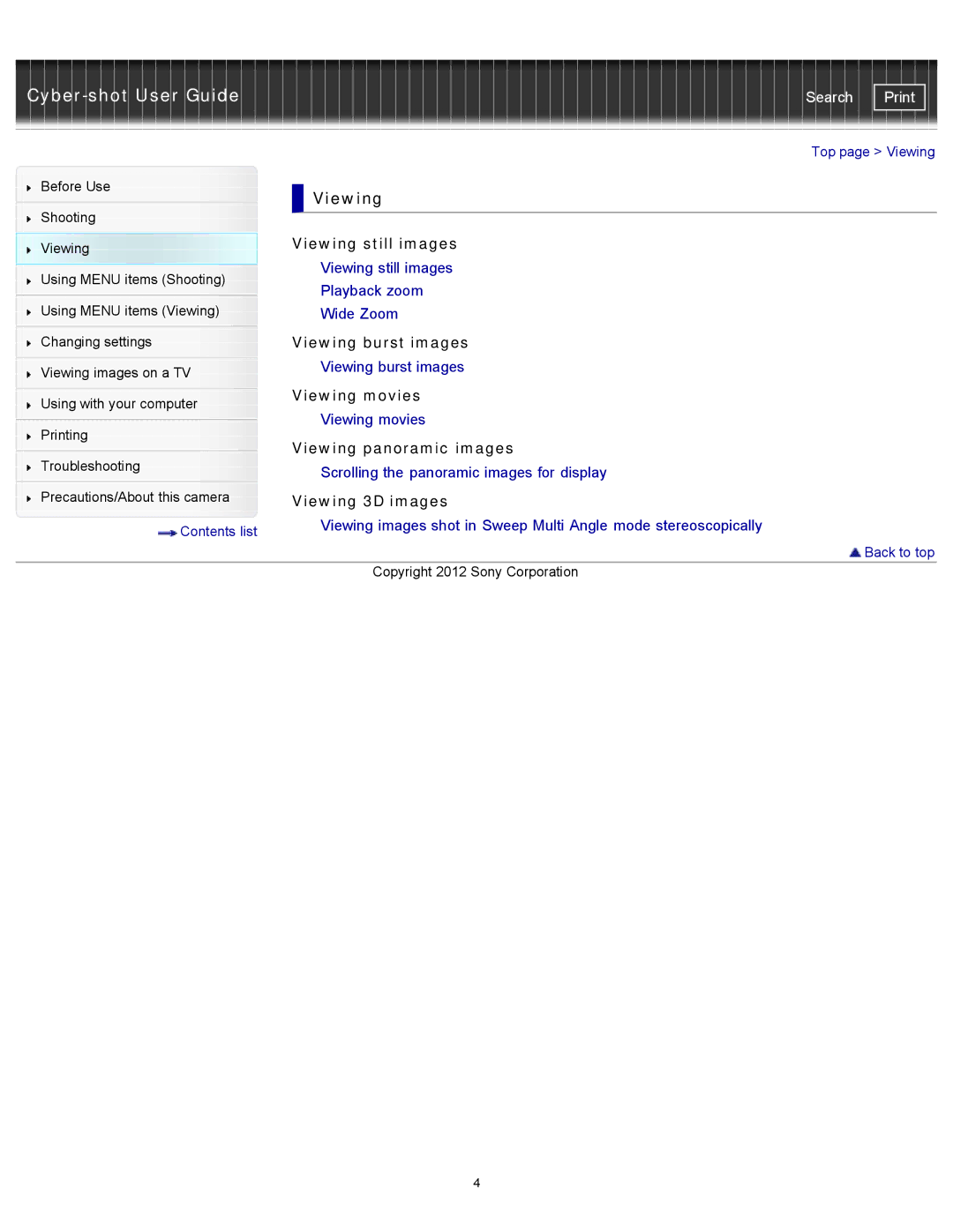 Sony DSCTX20, DSC-TX20/D manual Viewing 