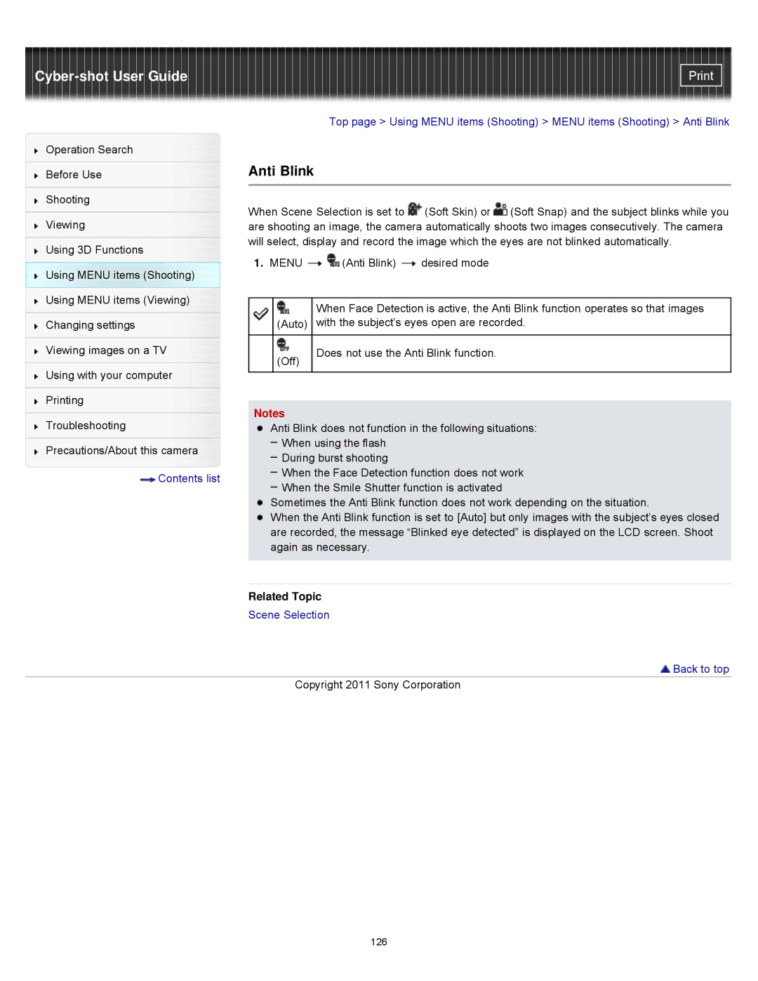 Sony DSCWX9 manual Anti Blink 