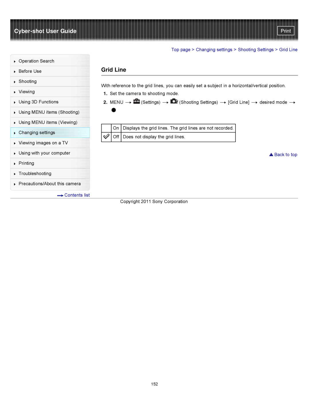 Sony DSCWX9 manual Grid Line 